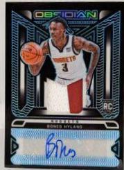 Bones Hyland [Blue] #RJI-BHY Basketball Cards 2021 Panini Obsidian Rookie Jersey Ink Autographs