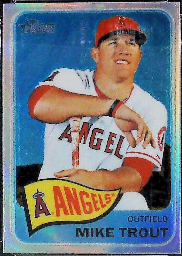 Mike Trout [Portrait Cap Logo Refractor] #250 Baseball Cards 2014 Topps Heritage Chrome