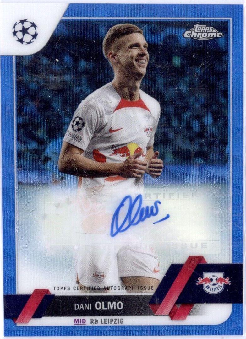 Dani Olmo [Blue Wave] #CA-DO Soccer Cards 2022 Topps Chrome UEFA Club Competitions Autographs