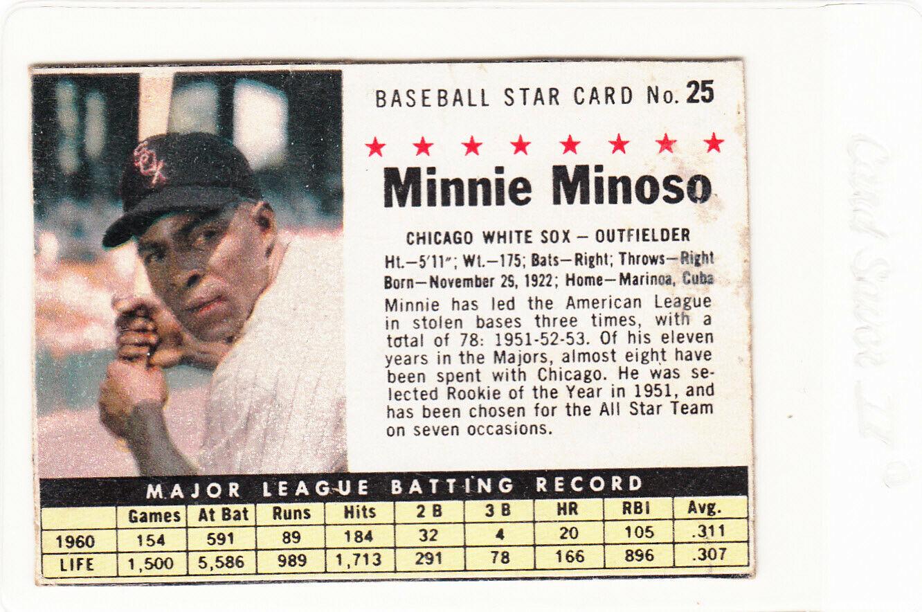 Minnie Minoso [Hand Cut] #25 Baseball Cards 1961 Post Cereal