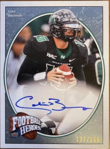 Colt Brennan [Autograph Blue] #124 Football Cards 2008 Upper Deck Heroes