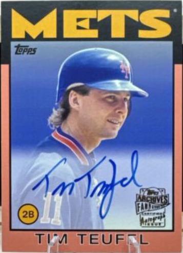 Tim Teufel [Peach] #FFA-TT Baseball Cards 2017 Topps Archives Fan Favorites Autographs