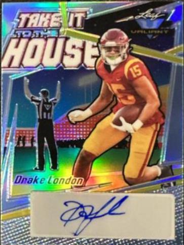 Drake London [Crystal Purple] #TH-DL1 Football Cards 2022 Leaf Valiant Autographs Take it to the House