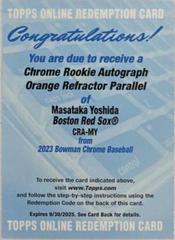 Masataka Yoshida [Orange] #CRA-MY Baseball Cards 2023 Bowman Chrome Rookie Autographs Prices