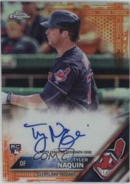 Tyler Naquin [Orange Refractor] #RA-TN Baseball Cards 2016 Topps Chrome Rookie Autographs