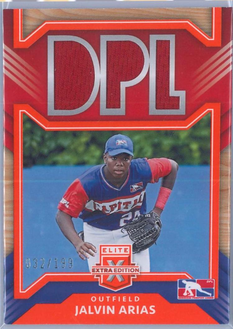 Jalvin Arias [Orange] #DM-JA Baseball Cards 2022 Panini Elite Extra Edition DPL Materials