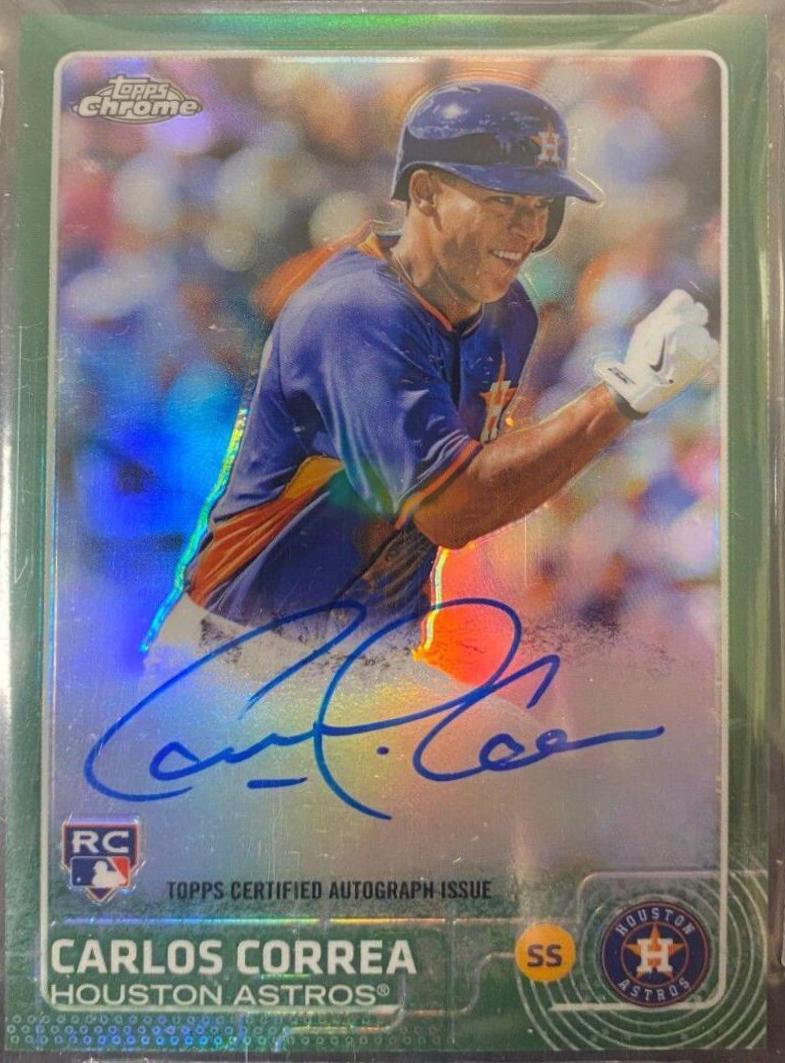 Carlos Correa [Green Refractor] #205 Baseball Cards 2015 Topps Chrome