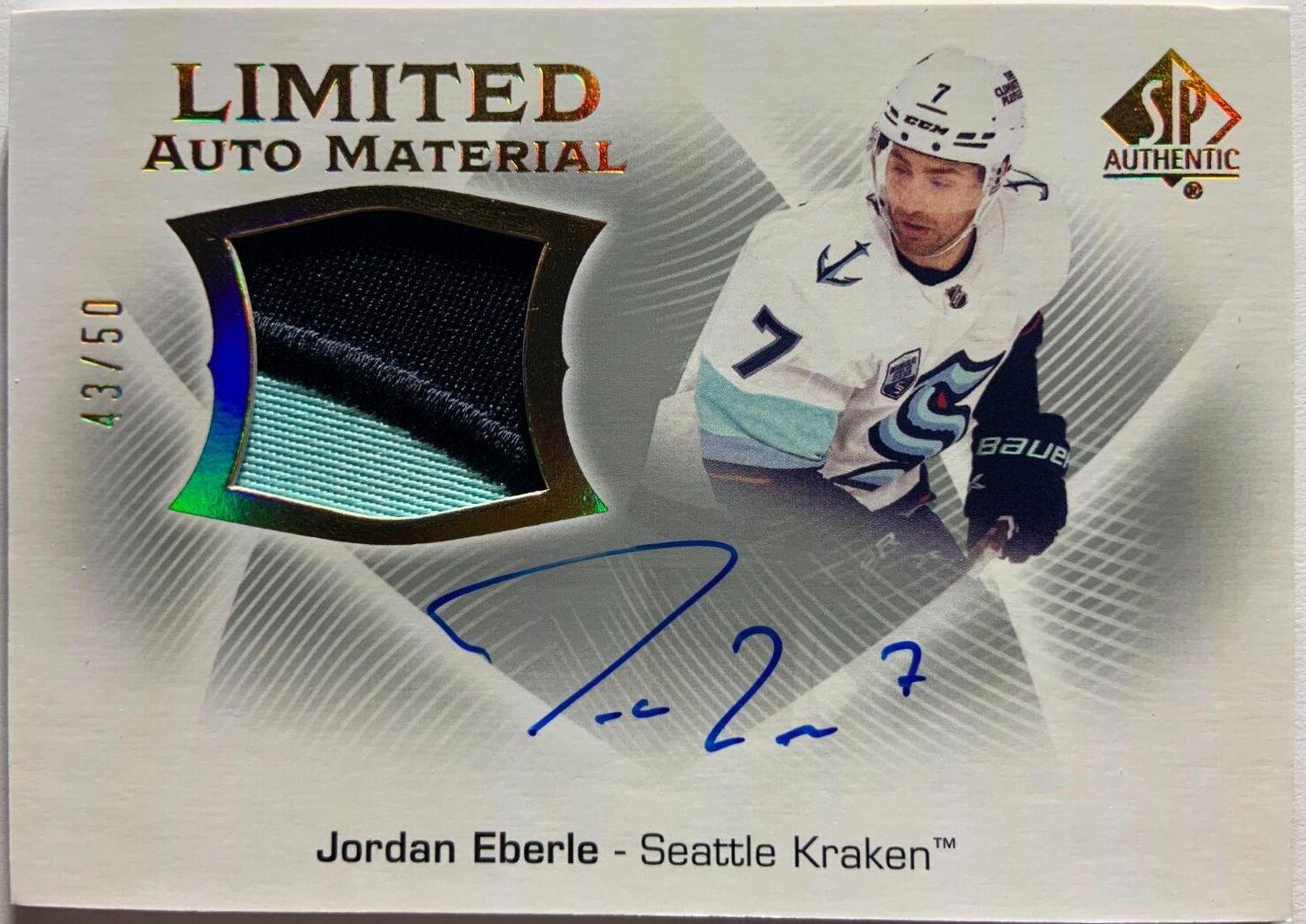 Jordan Eberle #LAM-JE Hockey Cards 2021 SP Authentic Limited Auto Material