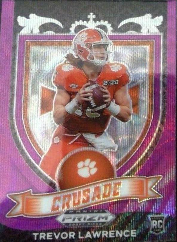 Trevor Lawrence [Purple Wave Prizm] #161 Football Cards 2021 Panini Prizm Draft Picks