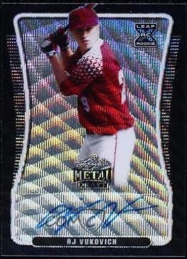 AJ Vukovich [Black Wave] #BA-AJV Baseball Cards 2020 Leaf Metal Draft Autographs