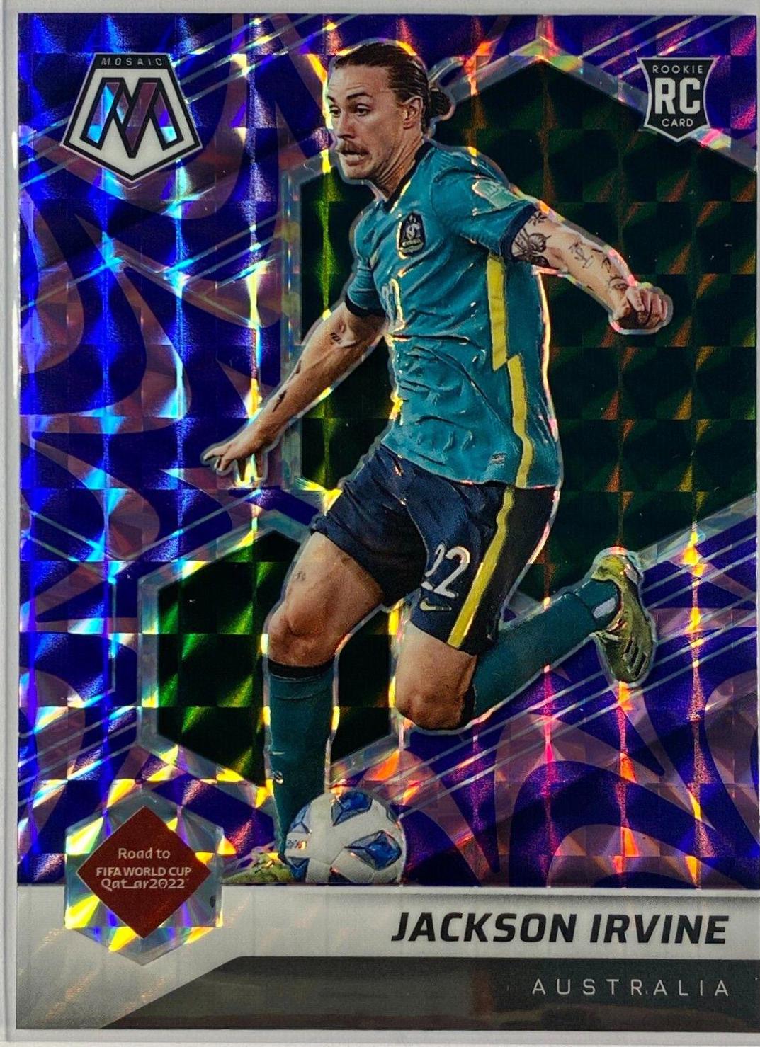 Jackson Irvine [Reactive Purple] #147 Soccer Cards 2021 Panini Mosaic Road to FIFA World Cup