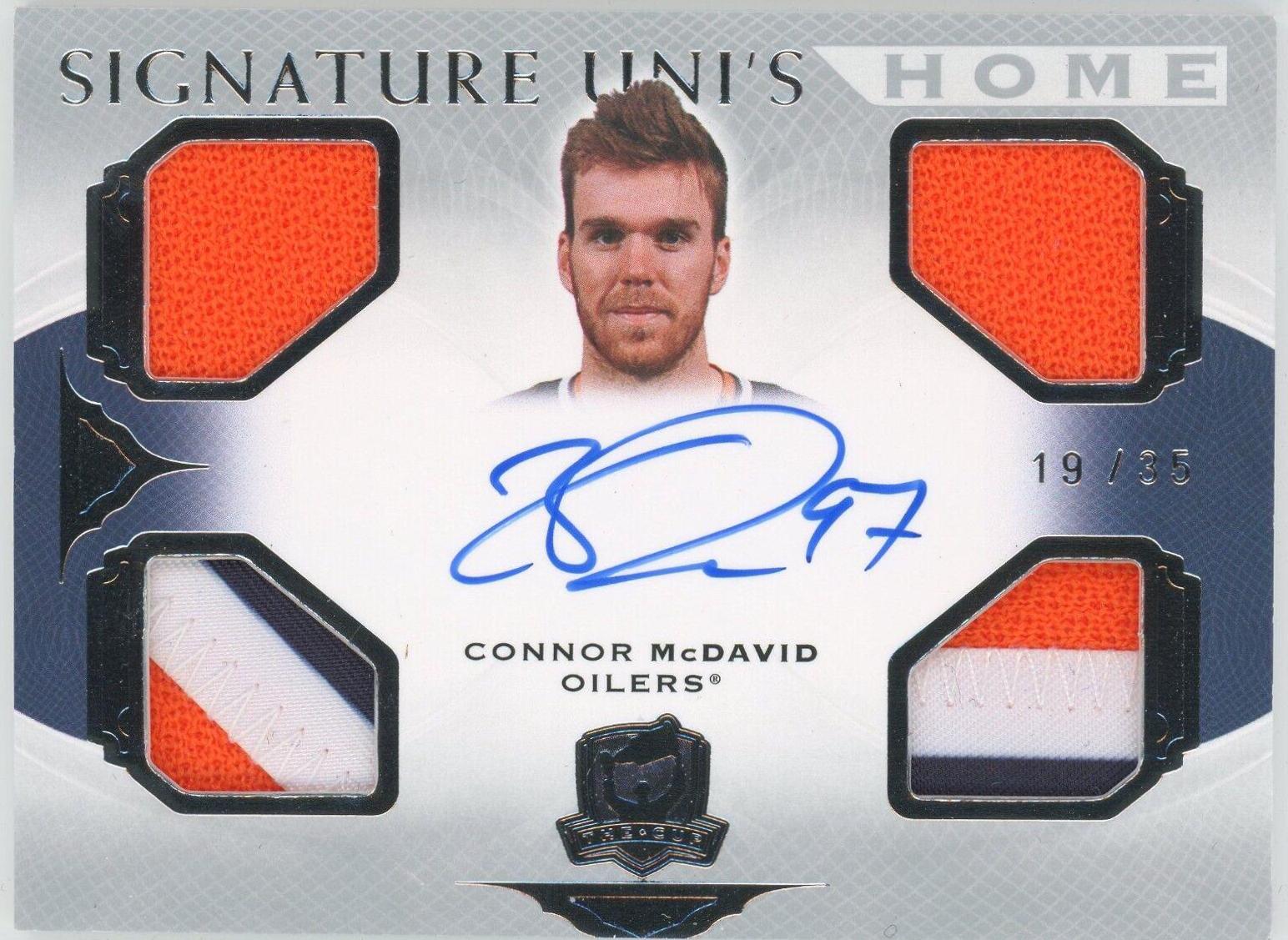 Connor McDavid #SHU-CM Hockey Cards 2020 Upper Deck The Cup Signature Home Unis