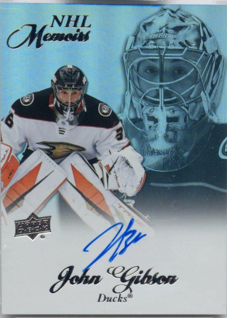 John Gibson #M-JG Hockey Cards 2020 Upper Deck Clear Cut NHL Memoirs Autographs