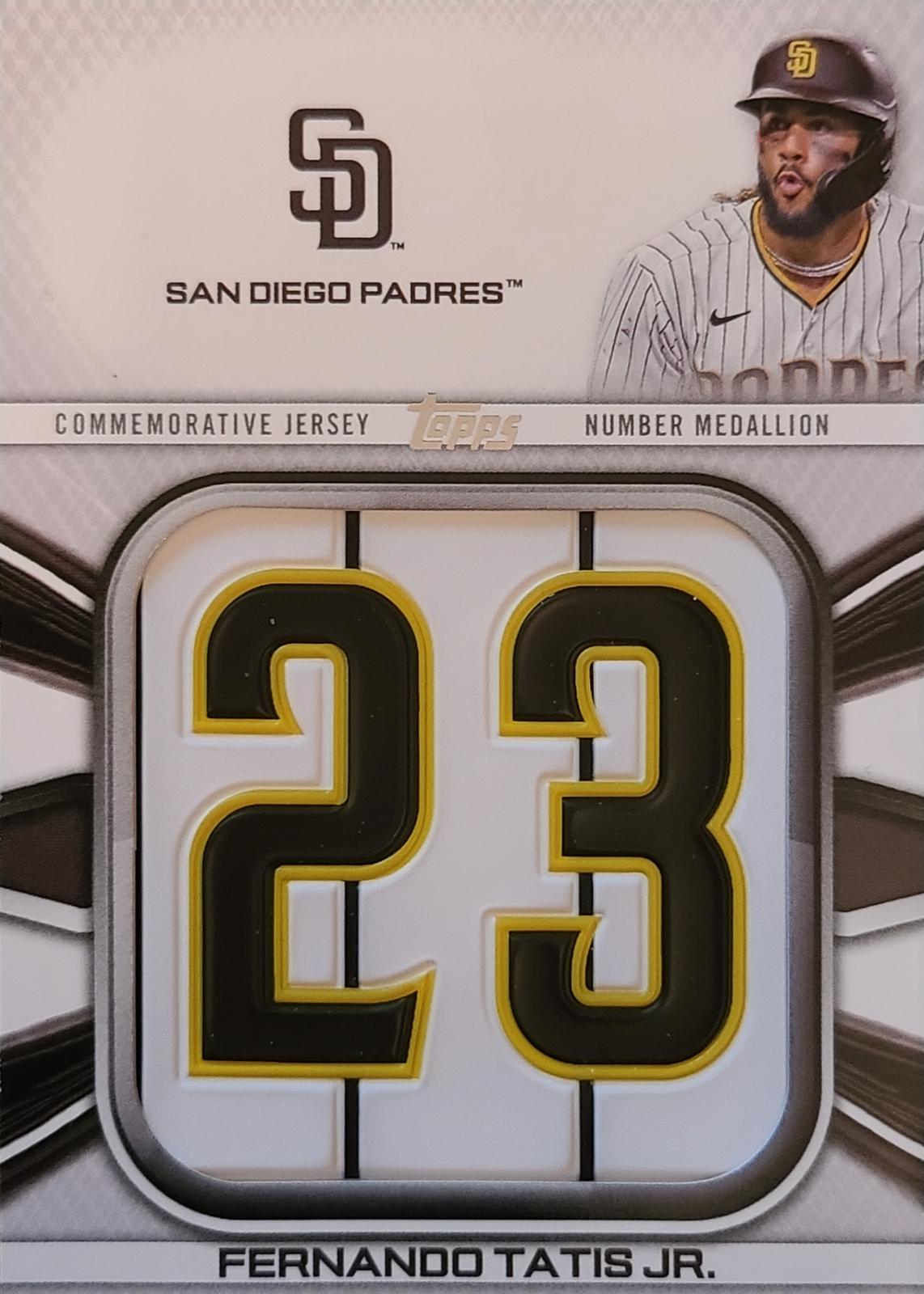 Fernando Tatis Jr #JNM-FT Baseball Cards 2022 Topps Player Jersey Number Medallion Relics