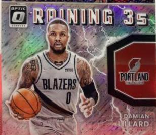 Damian Lillard [Holo] #9 Basketball Cards 2021 Panini Donruss Optic Raining 3s