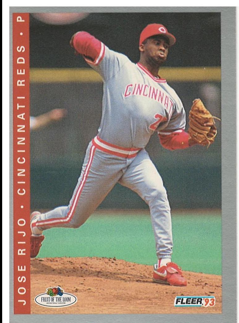 Jose Rijo #53 Baseball Cards 1993 Fleer Fruit of the Loom