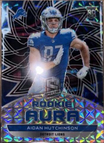 Aidan Hutchinson [Interstellar] #AUR-AHU Football Cards 2022 Panini Spectra Rookie Aura