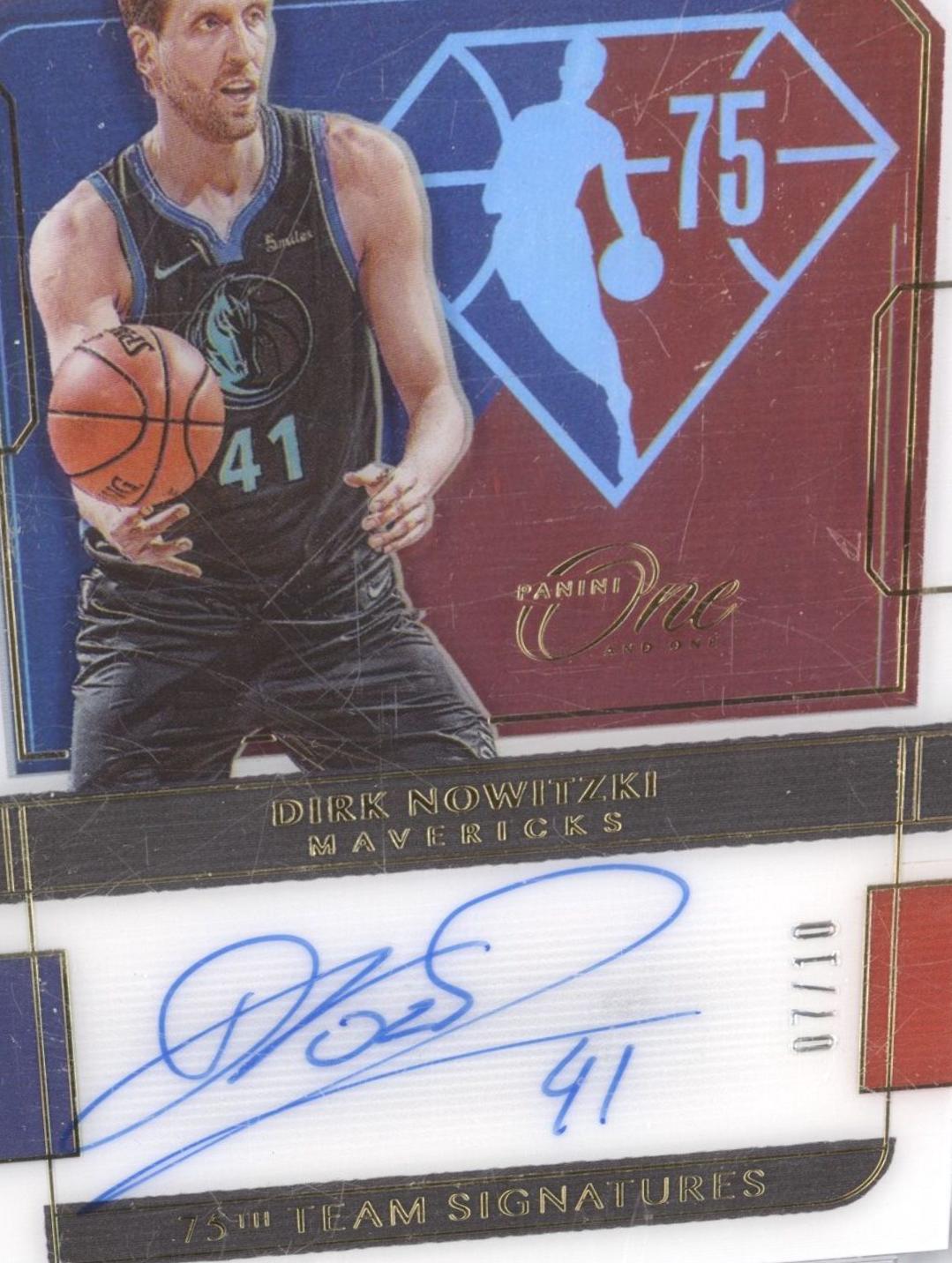 Dirk Nowitzki [Gold] #75-DNK Basketball Cards 2021 Panini One and One 75th Team Signatures