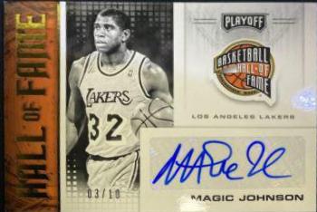 Magic Johnson [Gold] #HOF-MJO Basketball Cards 2020 Panini Chronicles Hall of Fame Autographs