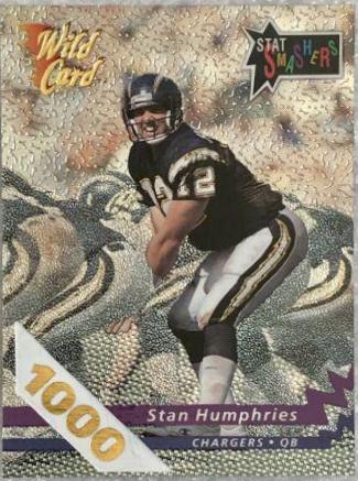 Stan Humphries [1000 Stripe] #SS-31 Football Cards 1992 Wild Card Stat Smashers