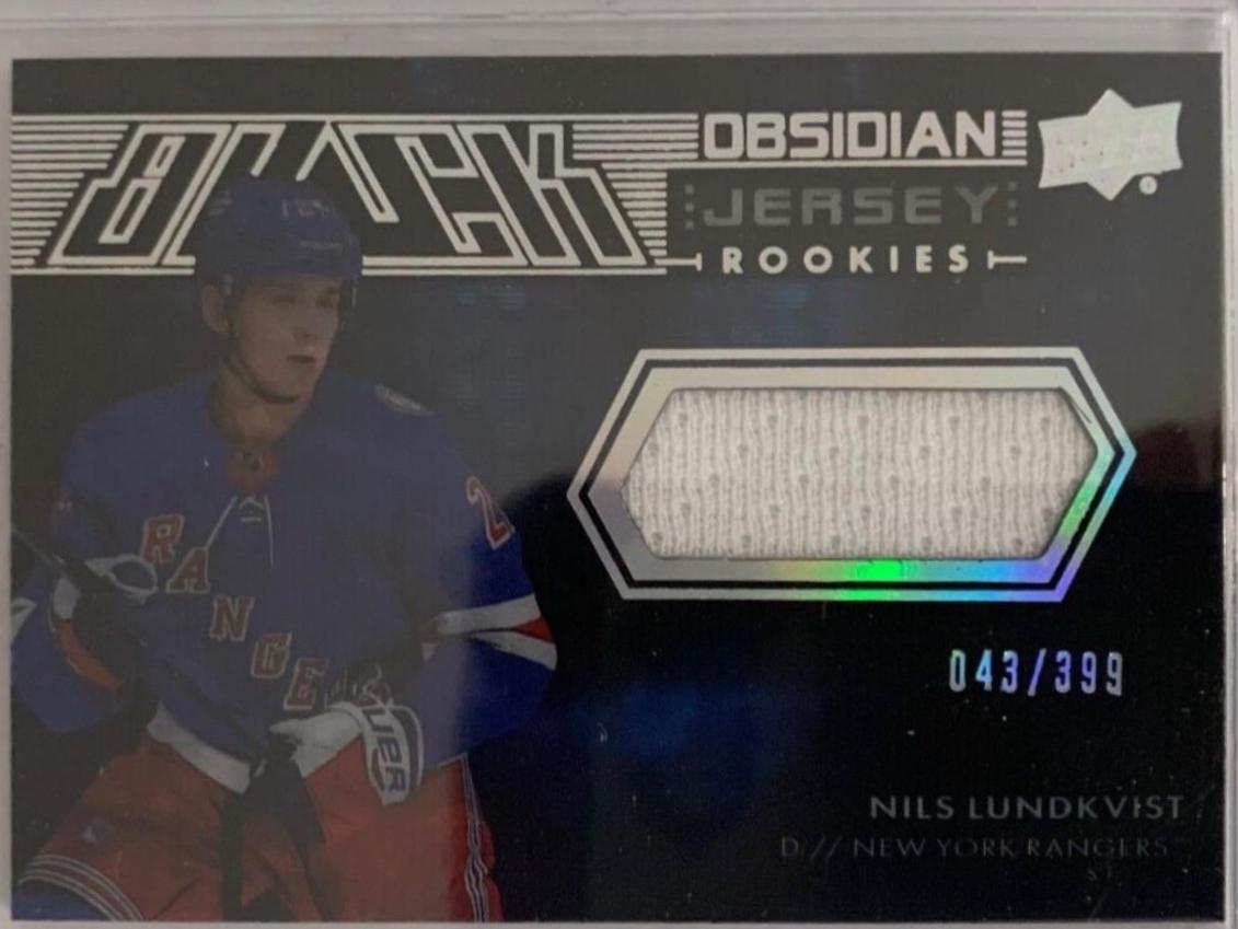 Nils Lundkvist #ORJ-NL Hockey Cards 2021 SPx UD Black Obsidian Rookie Jersey