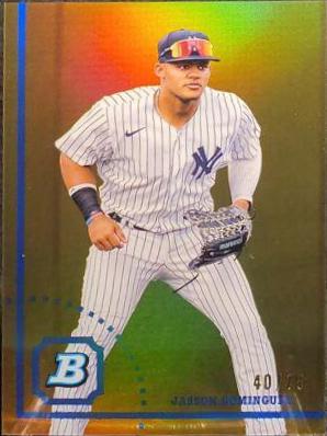 Jasson Dominguez [Yellow] #BHPC-2 Baseball Cards 2022 Bowman Heritage Chrome Prospects