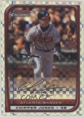 Chipper Jones [Xfractor] #164 Baseball Cards 2008 Bowman Chrome