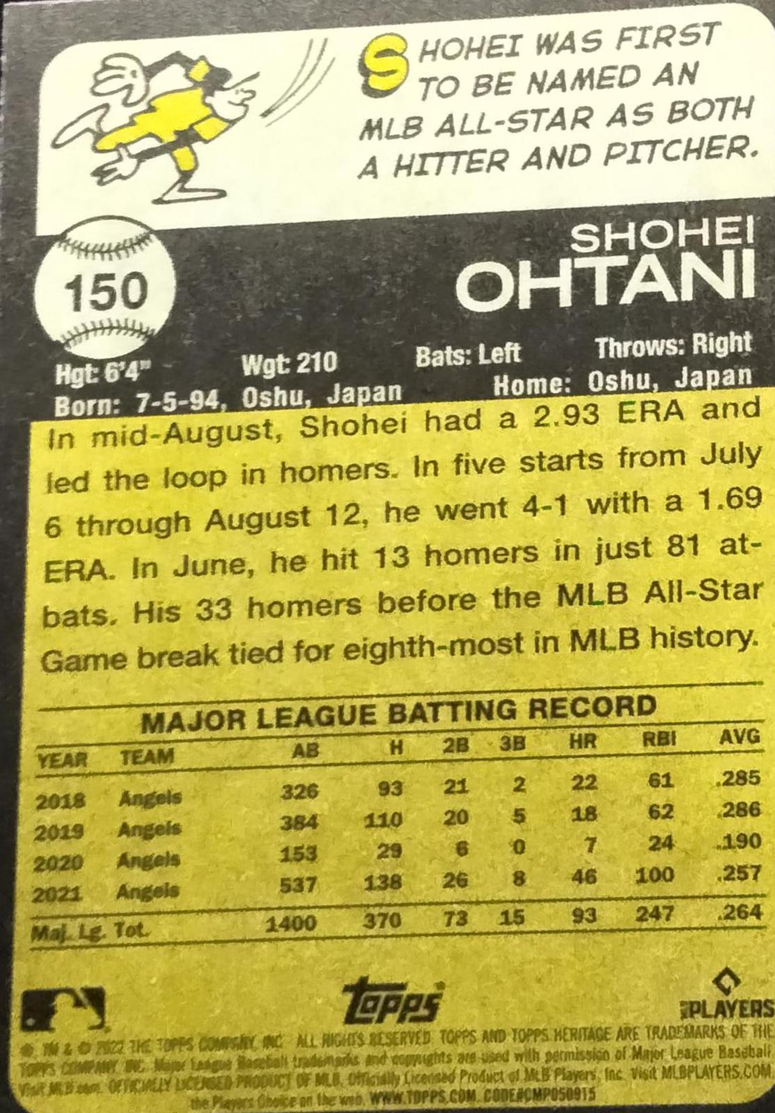 Shohei Ohtani [Flip Stock] #150 Baseball Cards 2022 Topps Heritage