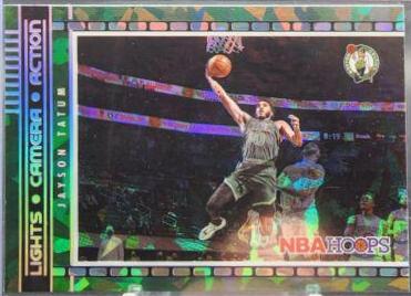 Jayson Tatum [Green Ice] #11 Basketball Cards 2021 Panini Hoops Lights Camera Action