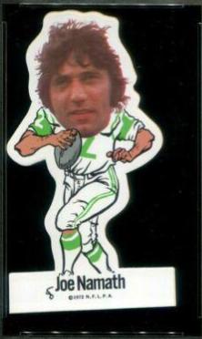 Joe Namath Football Cards 1972 NFLPA Vinyl Stickers