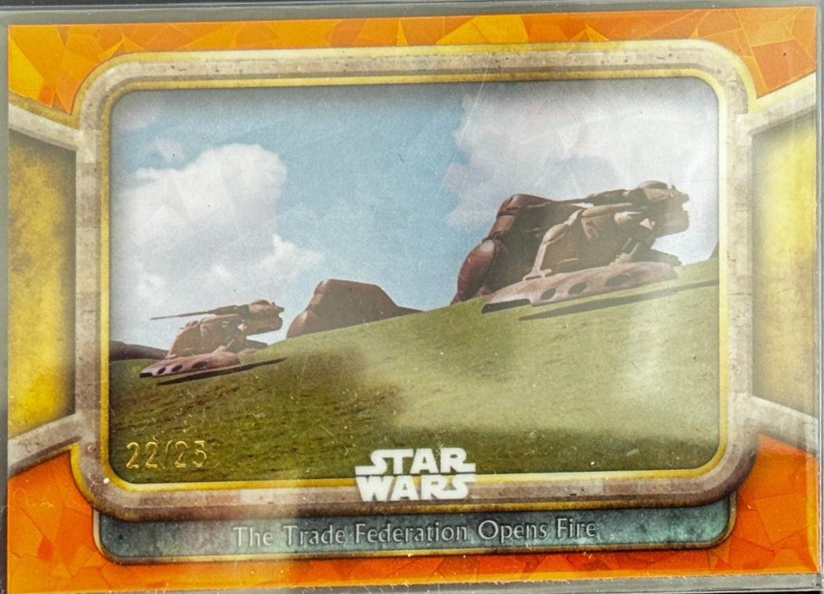 The Trade Federation Opens Fire [Orange] #74 Star Wars 2024 Topps Chrome Sapphire