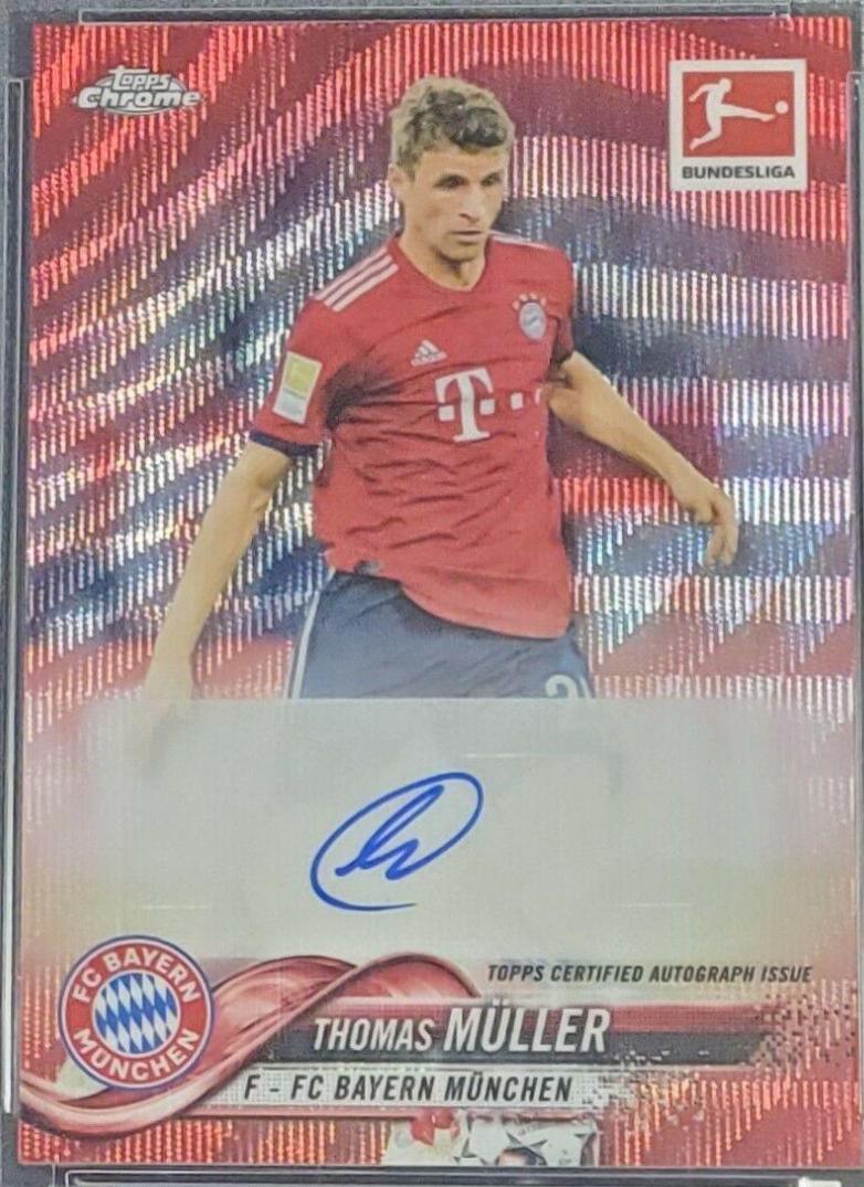 Thomas Muller [Autograph Red Wave Refractor] #43 Soccer Cards 2018 Topps Chrome Bundesliga