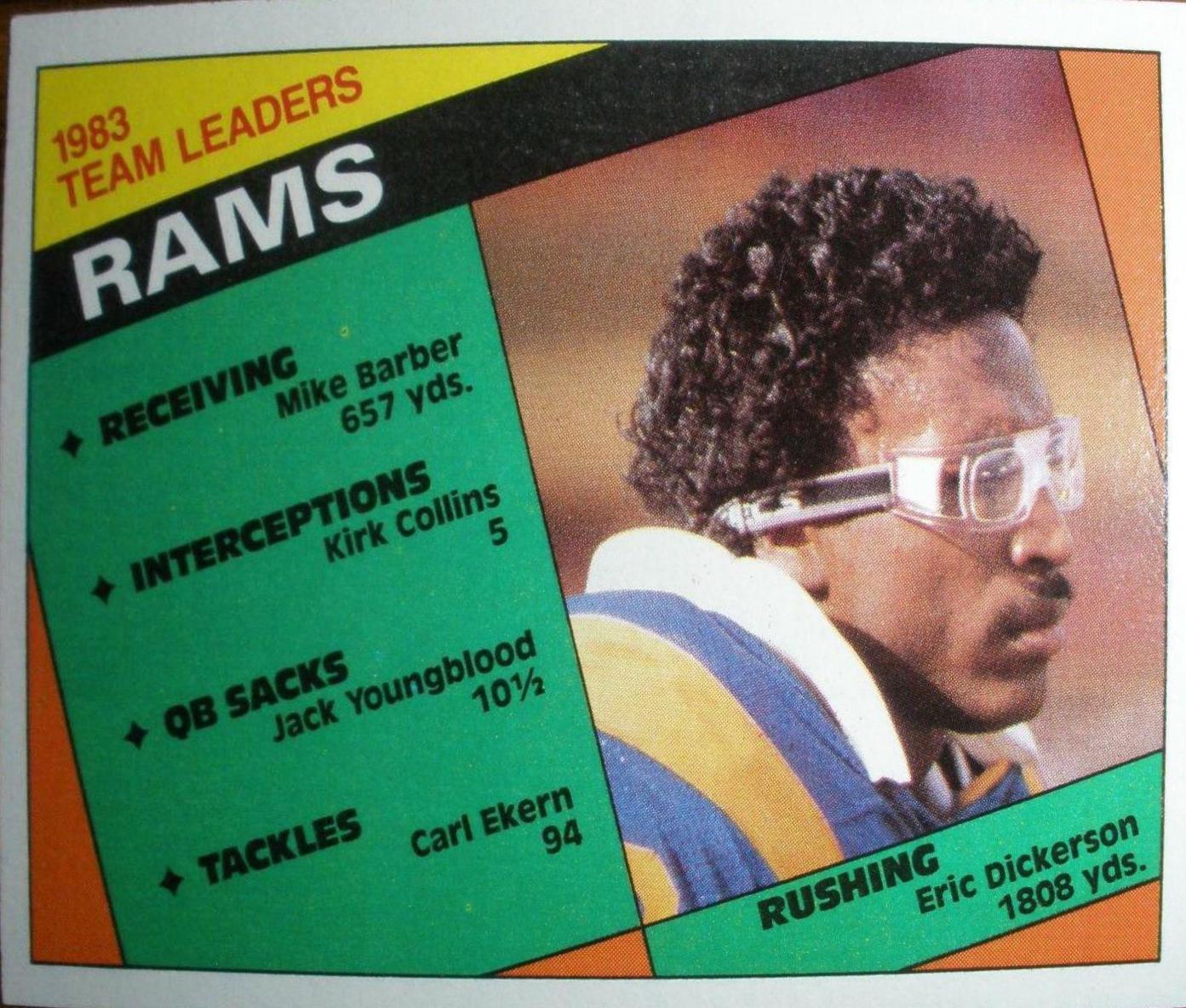 Rams Team Leaders [Eric Dickerson] 276 Prices 1984 Topps Football