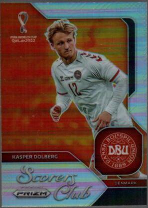 Kasper Dolberg [Silver] #4 Soccer Cards 2022 Panini Prizm World Cup Scorers Club