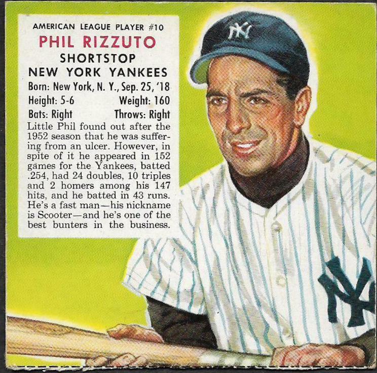 Phil Rizzuto #10 Baseball Cards 1953 Red Man Tobacco