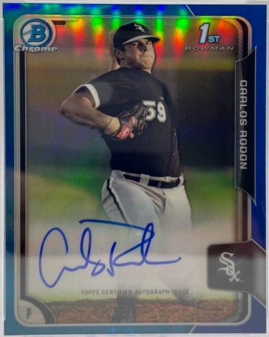 Carlos Rodon [Chrome Blue Refractor] #CR Baseball Cards 2015 Bowman Prospect Autograph