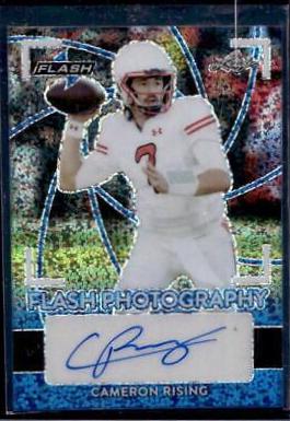 Cameron Rising [Metalized Sparkles Blue] #FP-CR1 Football Cards 2022 Leaf Flash Photography Autographs