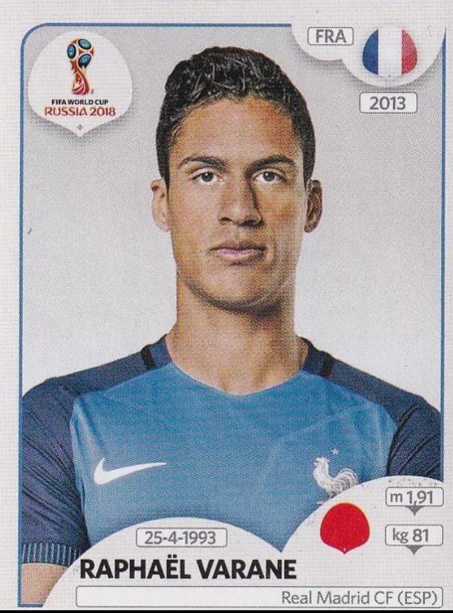 Raphael Varane [Black Back] #195 Soccer Cards 2018 Panini World Cup Stickers