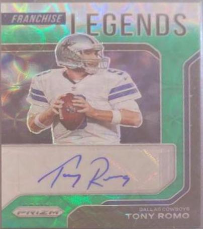 Tony Romo [Green Scope Prizm] #FLS-TR Football Cards 2021 Panini Prizm Franchise Legends Signatures