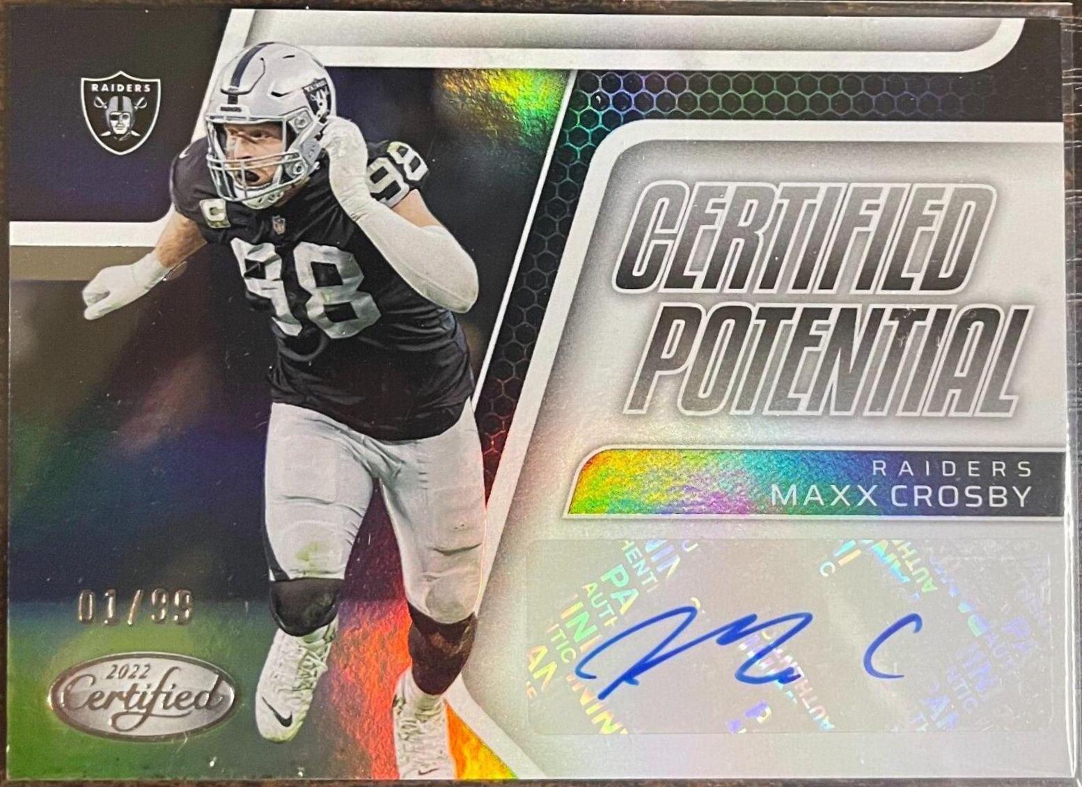 2022 Panini Certified Maxx Crosby Auto Certified Potential Teal /50!! SGC authentic 10/10