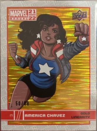 America Chavez [Gold Linearity] #3 Marvel 2021 Upper Deck Annual