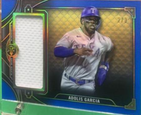 Adolis Garcia [Sapphire] #SJR3-AG1 Baseball Cards 2022 Topps Triple Threads Single Jumbo Relics