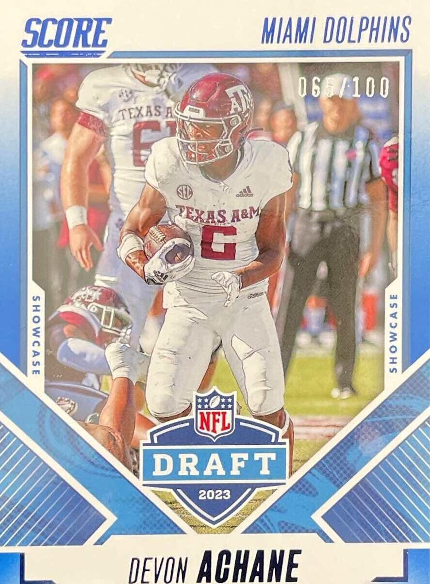 De'Von Achane [Showcase] #19 Football Cards 2023 Panini Score NFL Draft