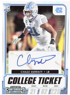 Chazz Surratt [Autograph Stub] #205 Football Cards 2021 Panini Contenders Draft Picks