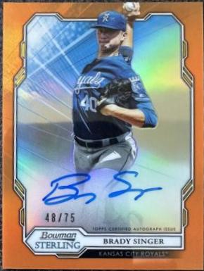 Brady Singer [Orange] #BS Baseball Cards 2019 Bowman Sterling Prospect Autographs