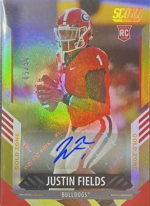 Justin Fields [Signature Gold Zone] #302 Prices | 2021 Panini Score ...