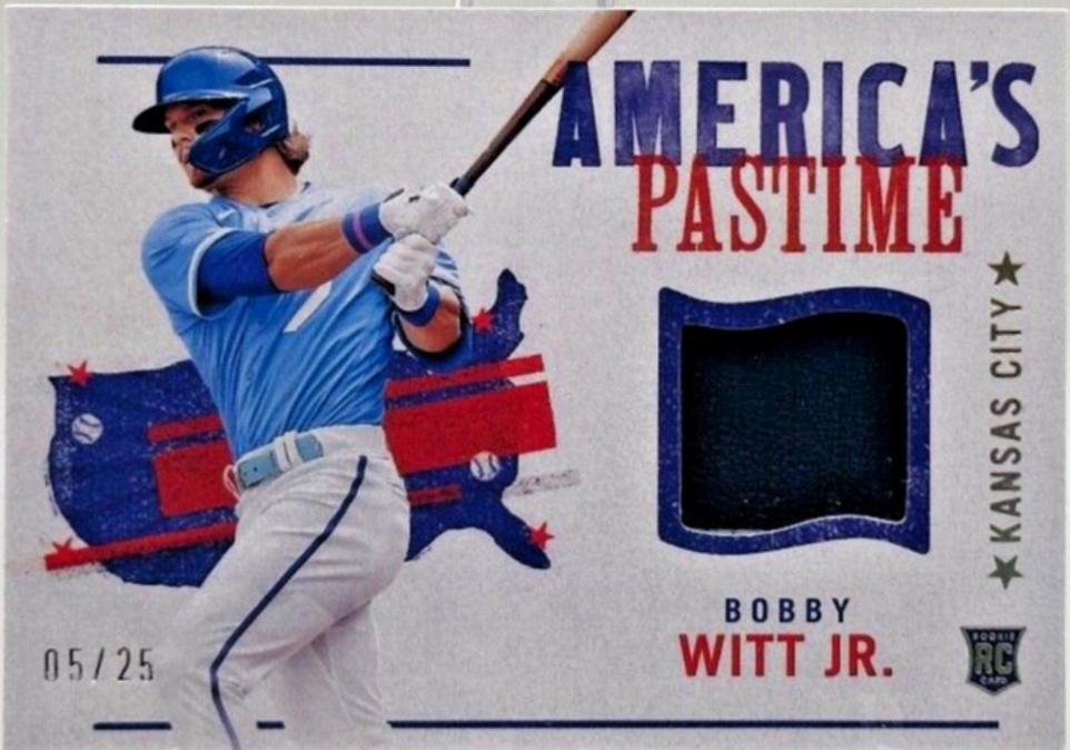 Bobby Witt Jr. [Gold] #APS-BWJ Baseball Cards 2022 Panini Chronicles America's Pastime Swatches