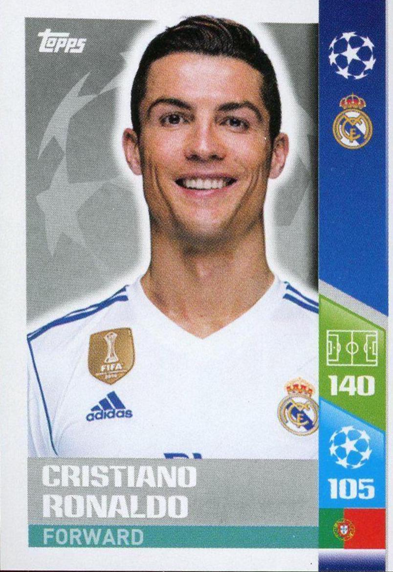 Cristiano Ronaldo #20 Soccer Cards 2017 Topps UEFA Champions League Sticker