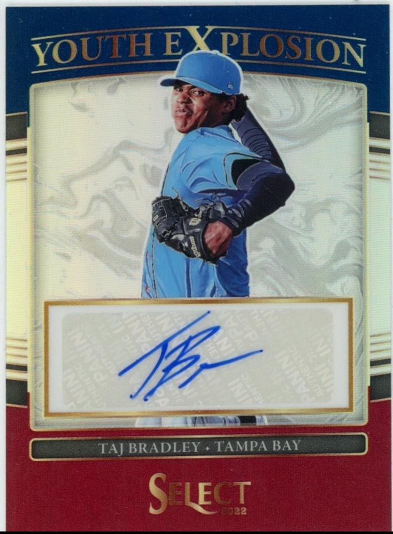 Taj Bradley [Tri Color] #YES-TB Baseball Cards 2022 Panini Select Youth Explosion Signatures