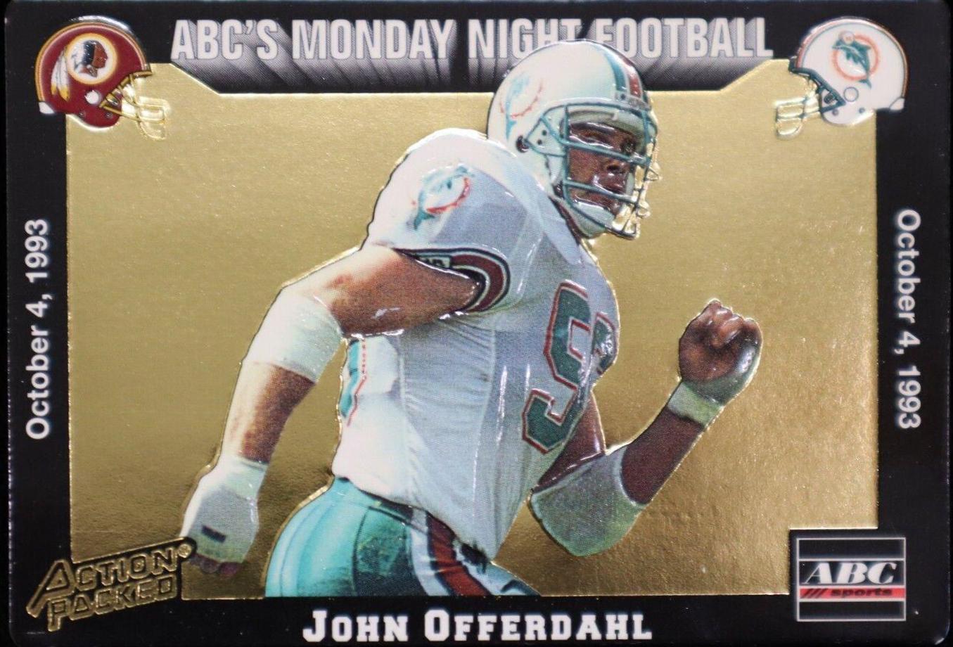 John Offerdahl #19 Football Cards 1993 Action Packed Monday Night Football